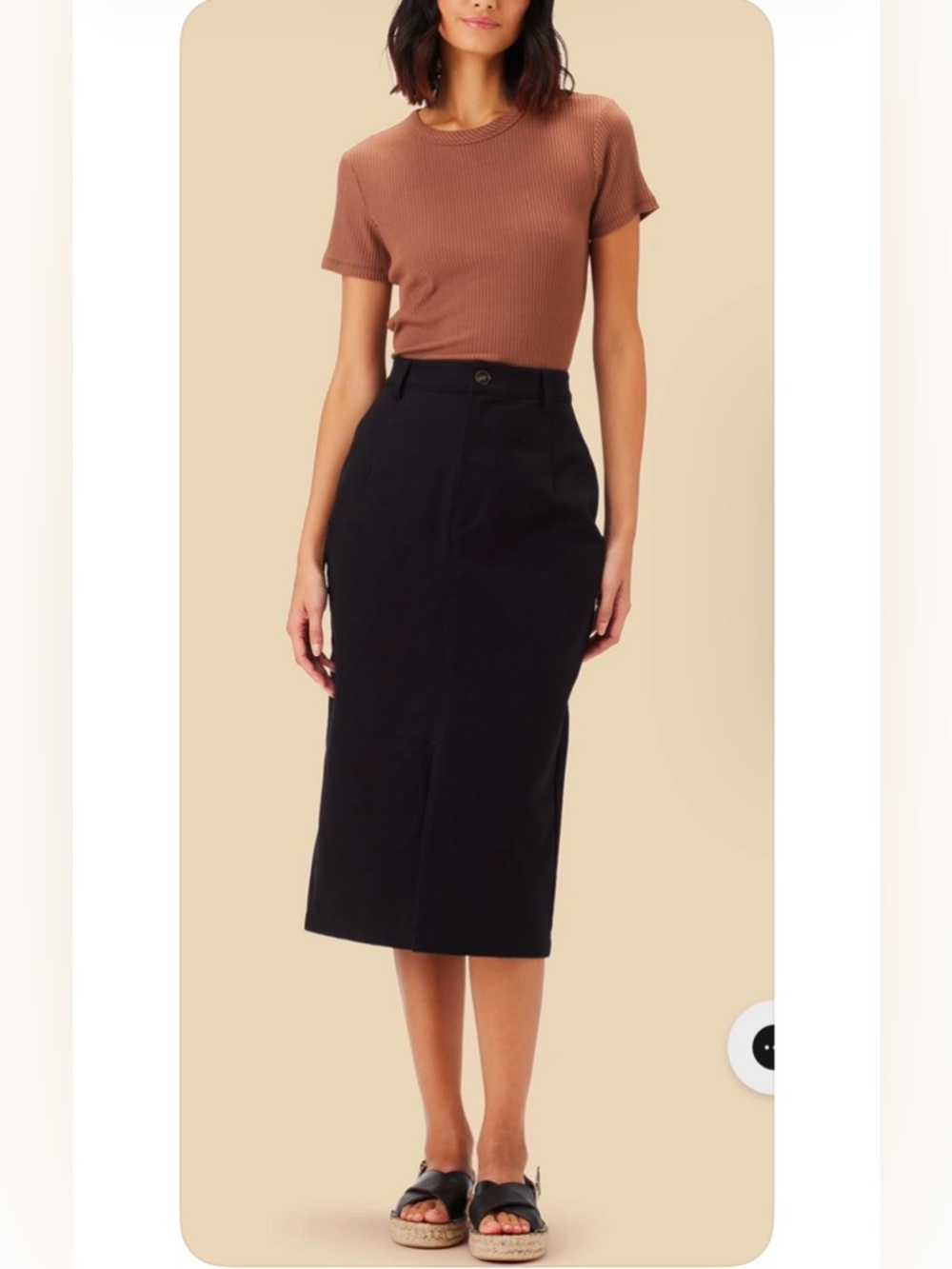 Amour Vert Black Denim Skirt Organic Cotton Large